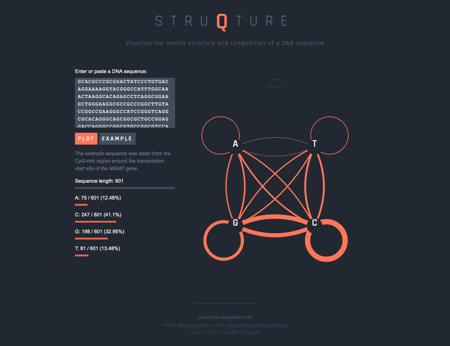 Screenshot of the struqture web page.